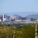 A clear skyline of downtown Phoenix, Arizona shows the effect of stay-at-home measures in the southwest US.
